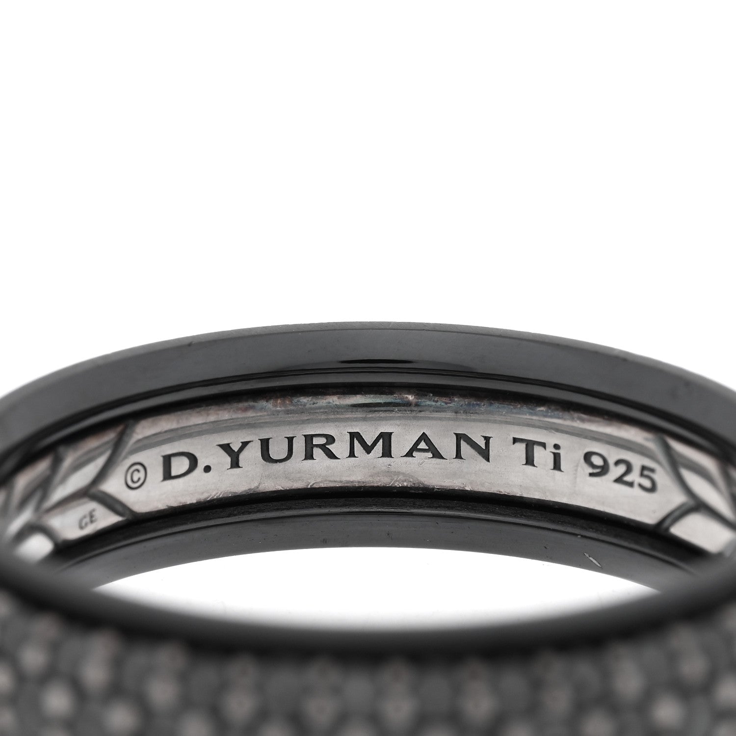 David Yurman Black Titanium Black Diamond Half Pave Beveled Band Ring 65 11 4 of 4