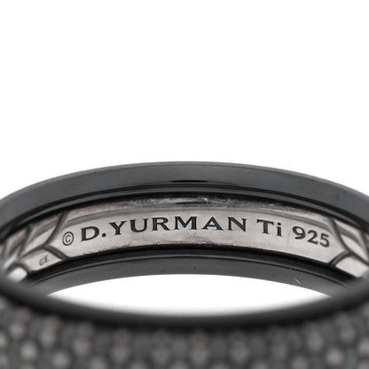 David Yurman Black Titanium Black Diamond Half Pave Beveled Band Ring 65 11 4 of 4