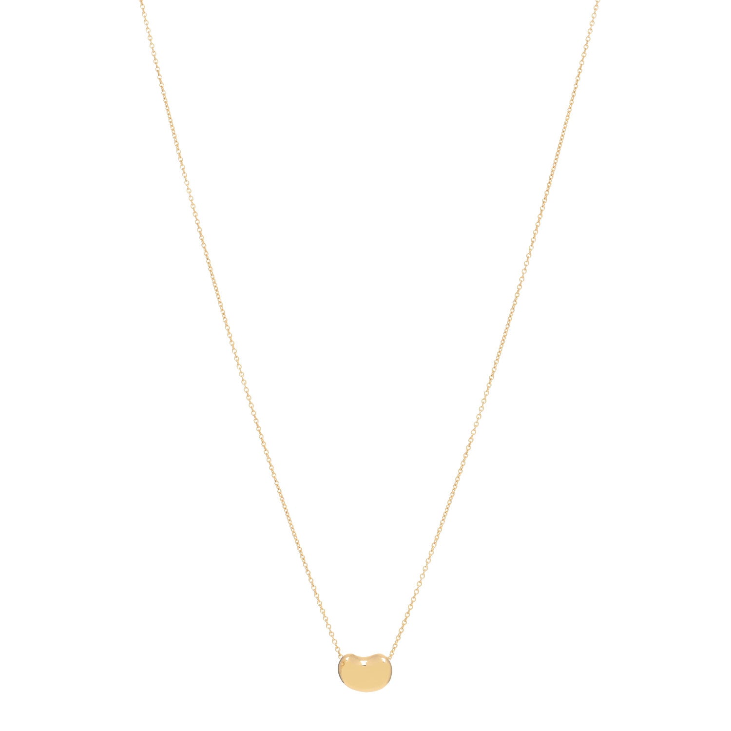 Tiffany 18K Yellow Gold 11mm Elsa Peretti Bean Pendant Necklace 1 of 4
