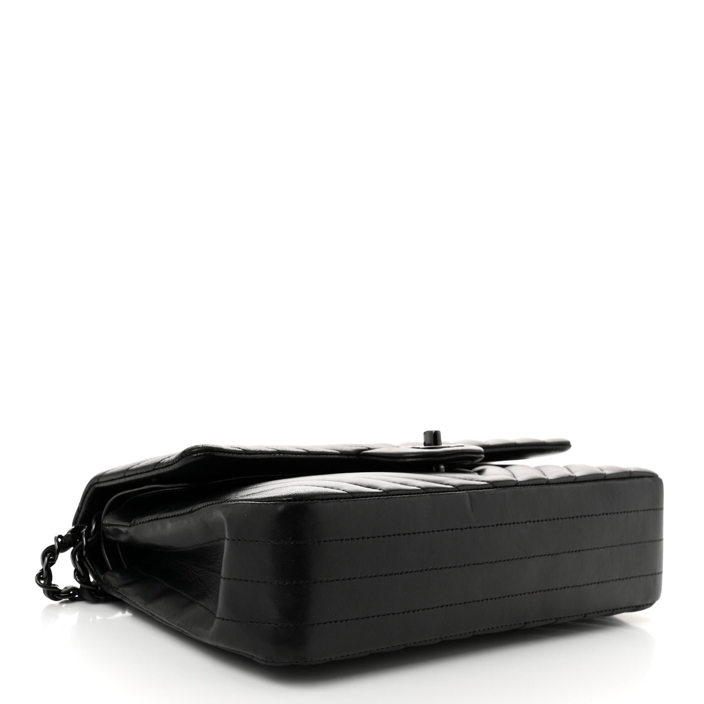 Lambskin Chevron Quilted Medium Double Flap So Black