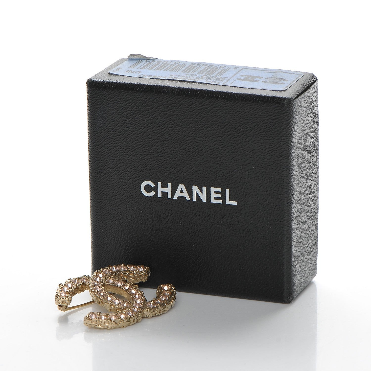 Chanel Crystal CC Brooch Light Gold Pink 5 of 5