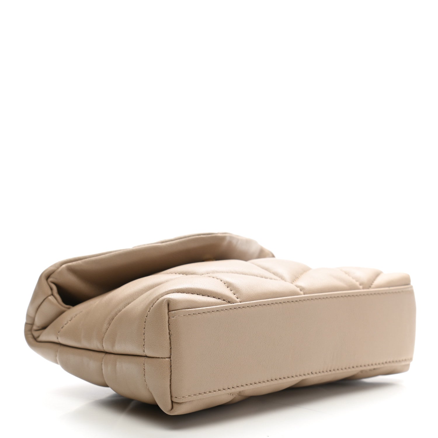 Saint Laurent Lambskin Monogram Loulou Puffer Pouch Clutch Dark Beige 4 of 7