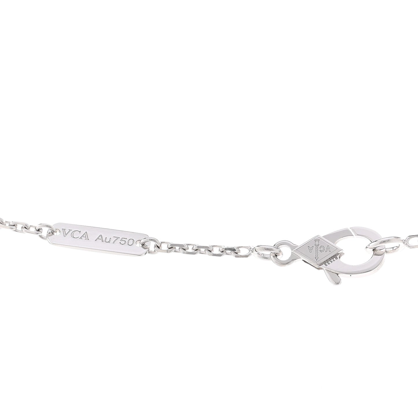 18K White Gold Mother Of Pearl Vintage Alhambra Pendant Necklace