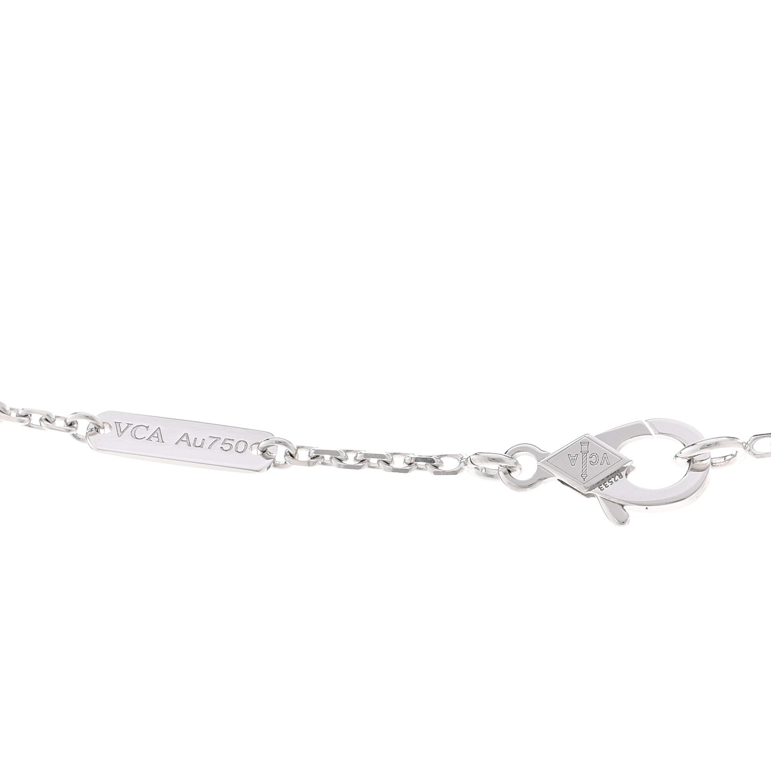 Van Cleef & Arpels 18K White Gold Mother Of Pearl Vintage Alhambra Pendant Necklace 4 of 5