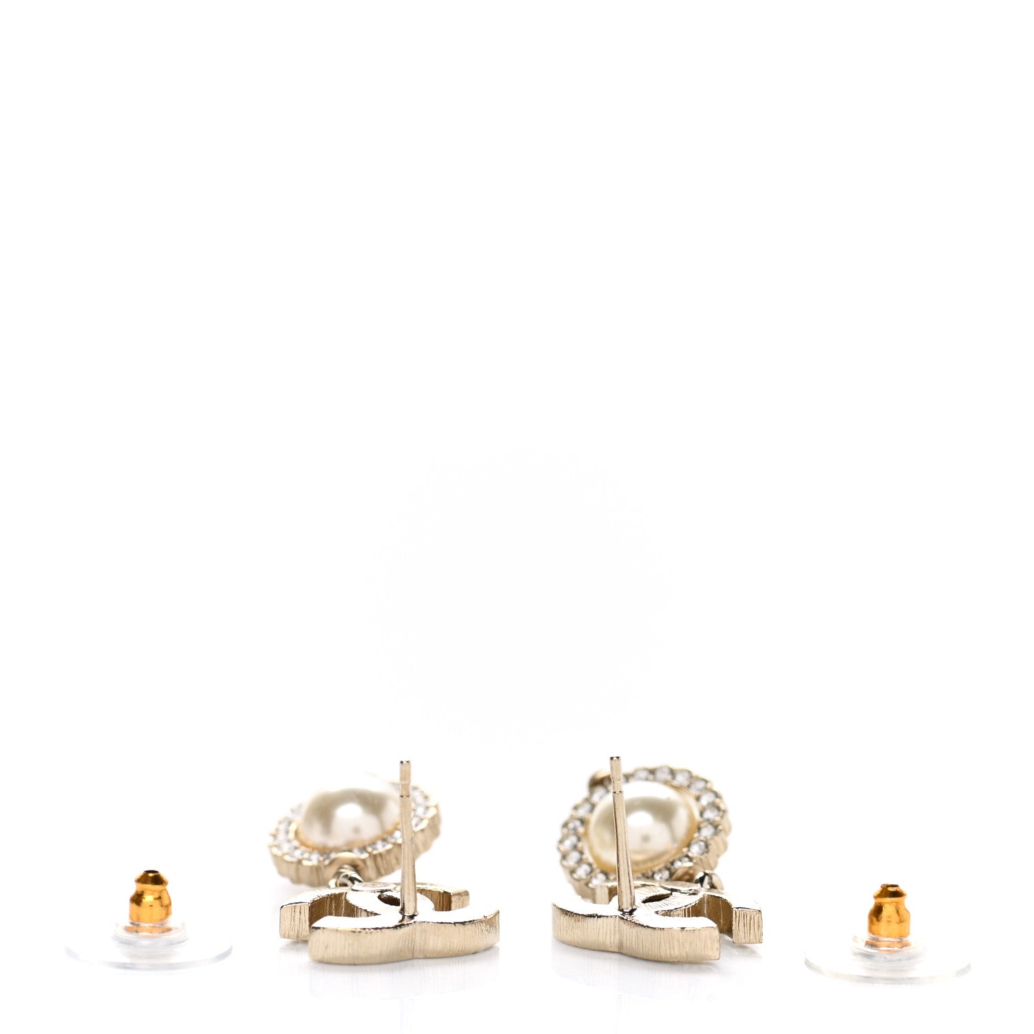 Chanel Crystal Pearl Pearls Coronation CC Drop Earrings Gold 3 of 5