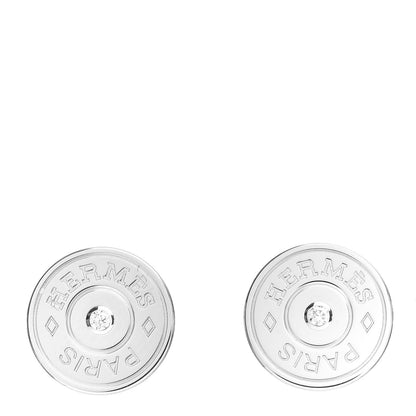 Hermes 18K White Gold Diamond Small Gambade Earrings 1 of 5