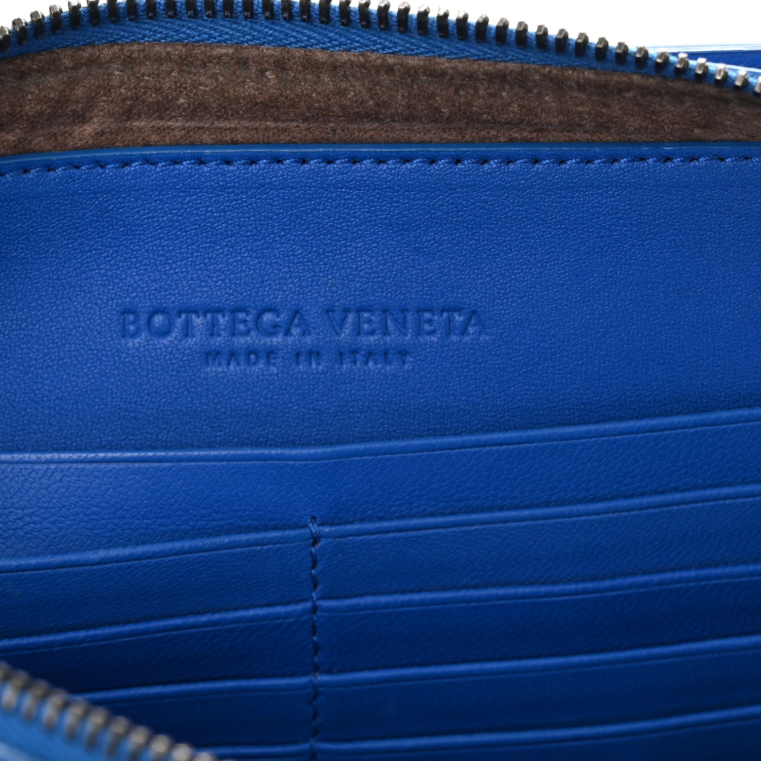 Bottega Veneta Nappa Intrecciato Zip Around Wallet On Chain Signal Blue 6 of 9