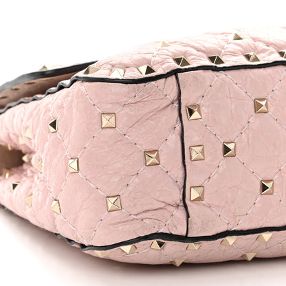 Valentino Garavani Craquele Nappa Medium Rockstud Spike Shoulder Bag Water Rose 8 of 18