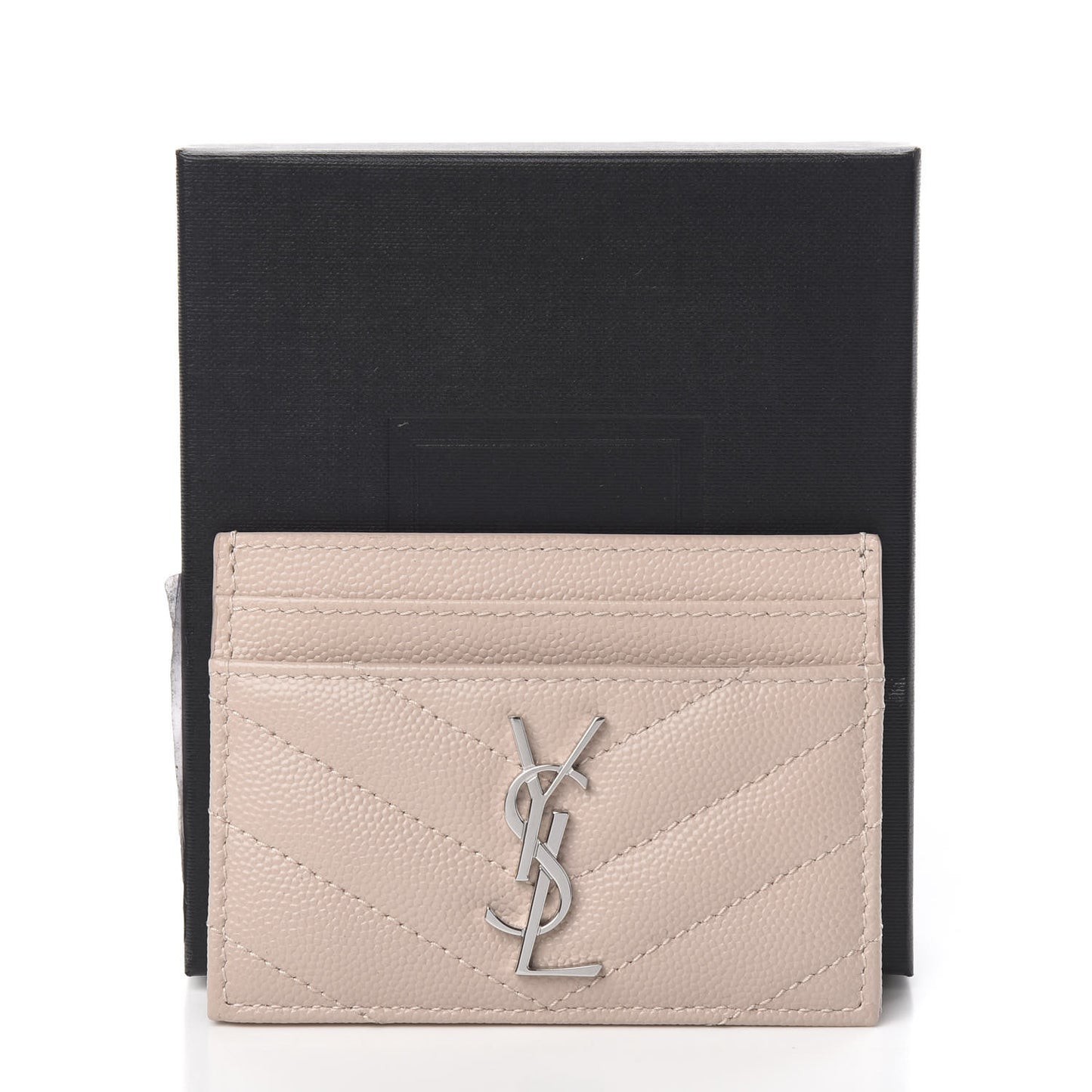 Grain De Poudre Matelasse Chevron Monogram Credit Card Case Rose Poudre