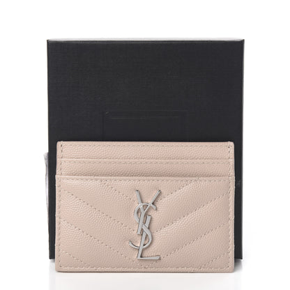 Saint Laurent Grain De Poudre Matelasse Chevron Monogram Credit Card Case Rose Poudre 7 of 7