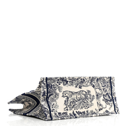 Christian Dior Canvas Embroidered Large Dioriviera Toile De Jouy Book Tote Blue 4 of 12