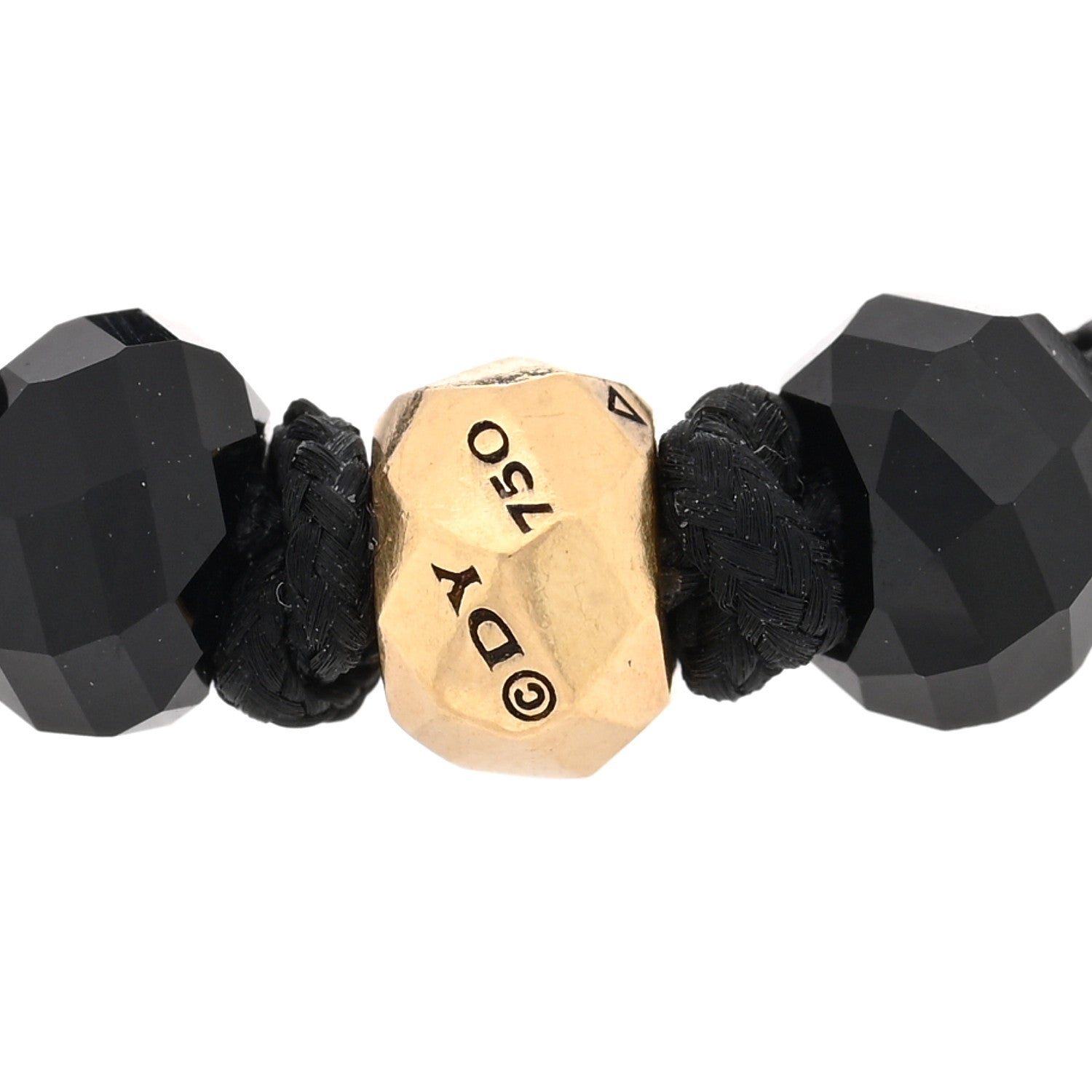 David Yurman 18K Yellow Gold Black Onyx Nylon Fortune Woven Bracelet Black 3 of 3