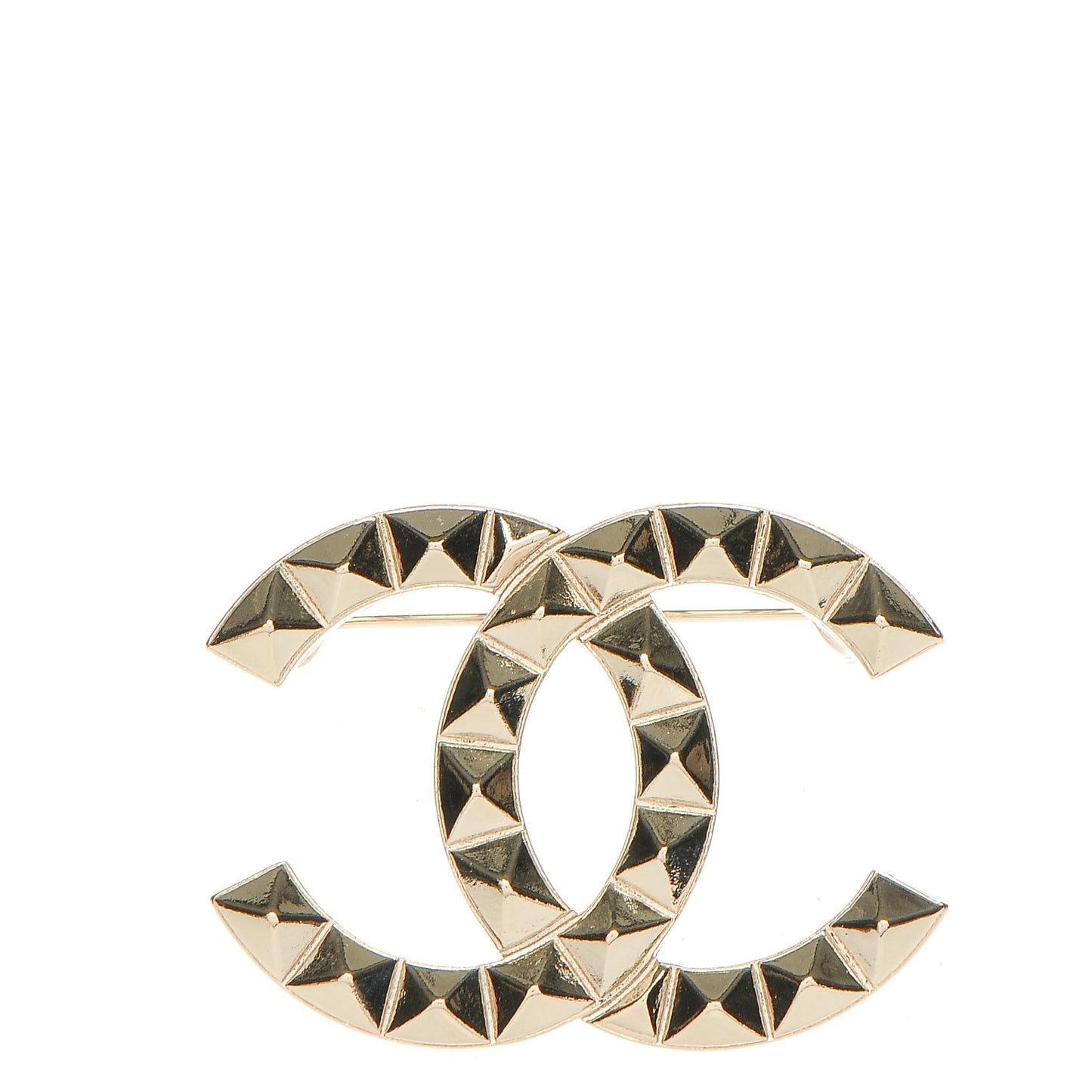 Studded CC Pin Brooch Gold