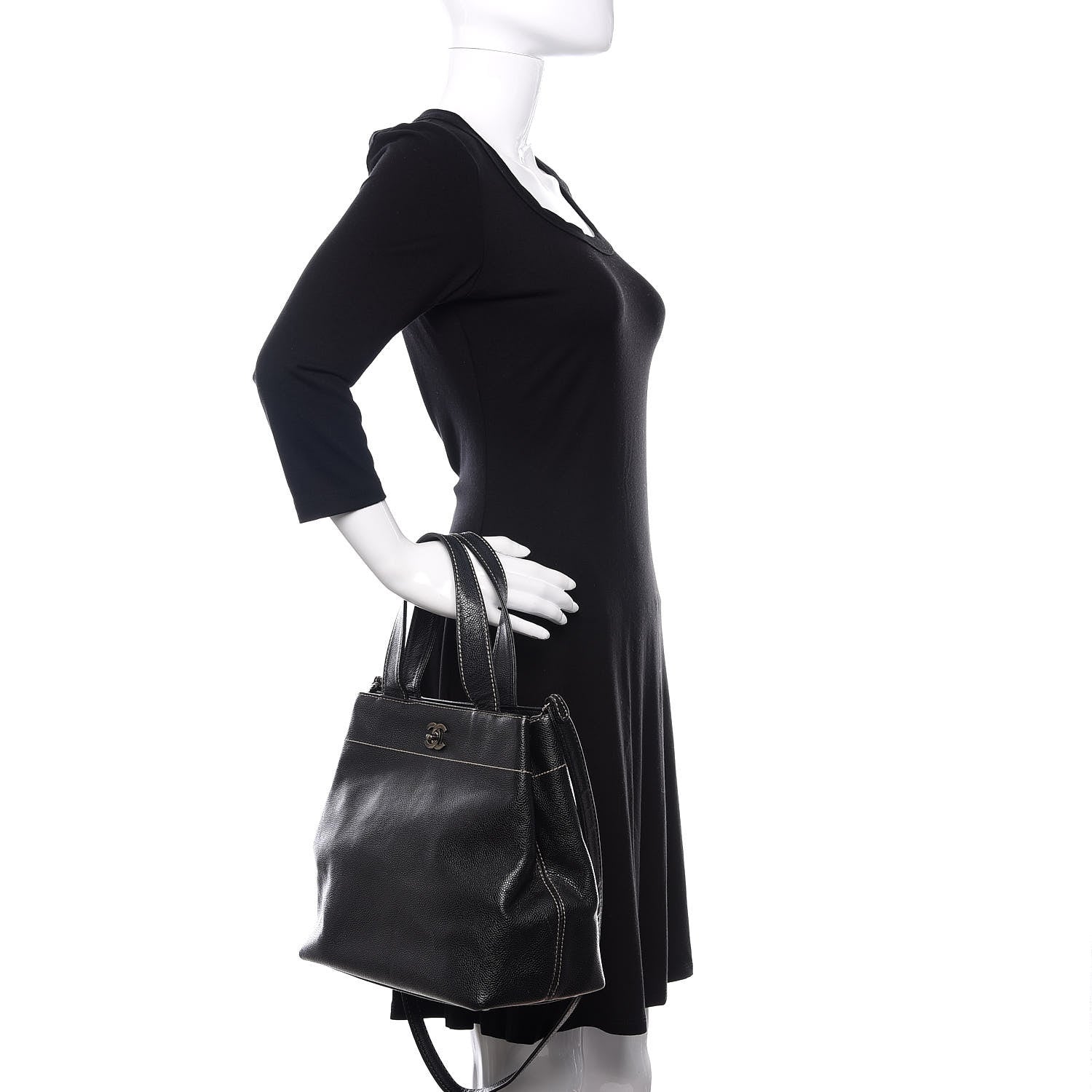 Chanel Caviar CC Tote Black 3 of 13