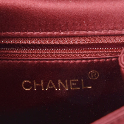 Chanel Satin Quilted Evening Bag Red 7 of 10
