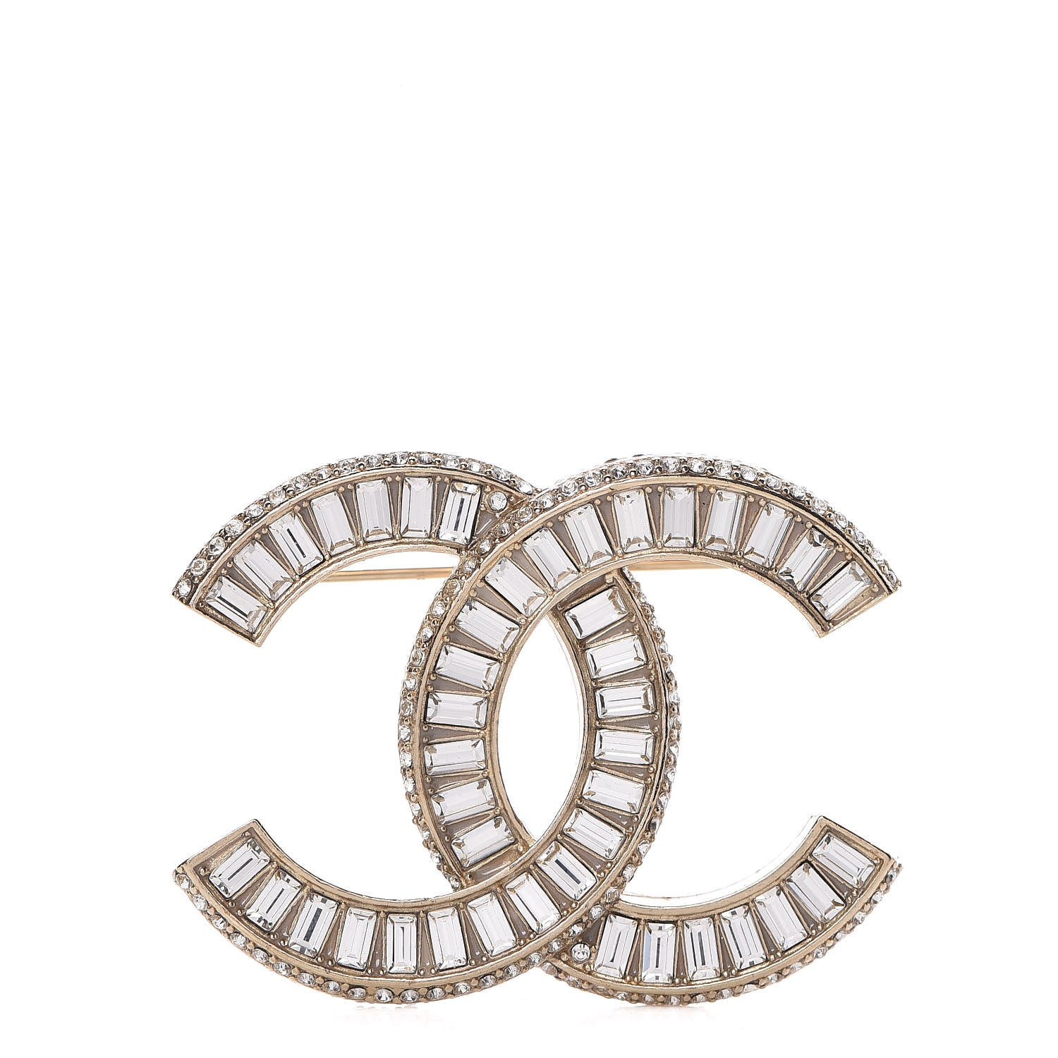 Chanel Baguette Crystal CC Brooch Gold 1 of 5
