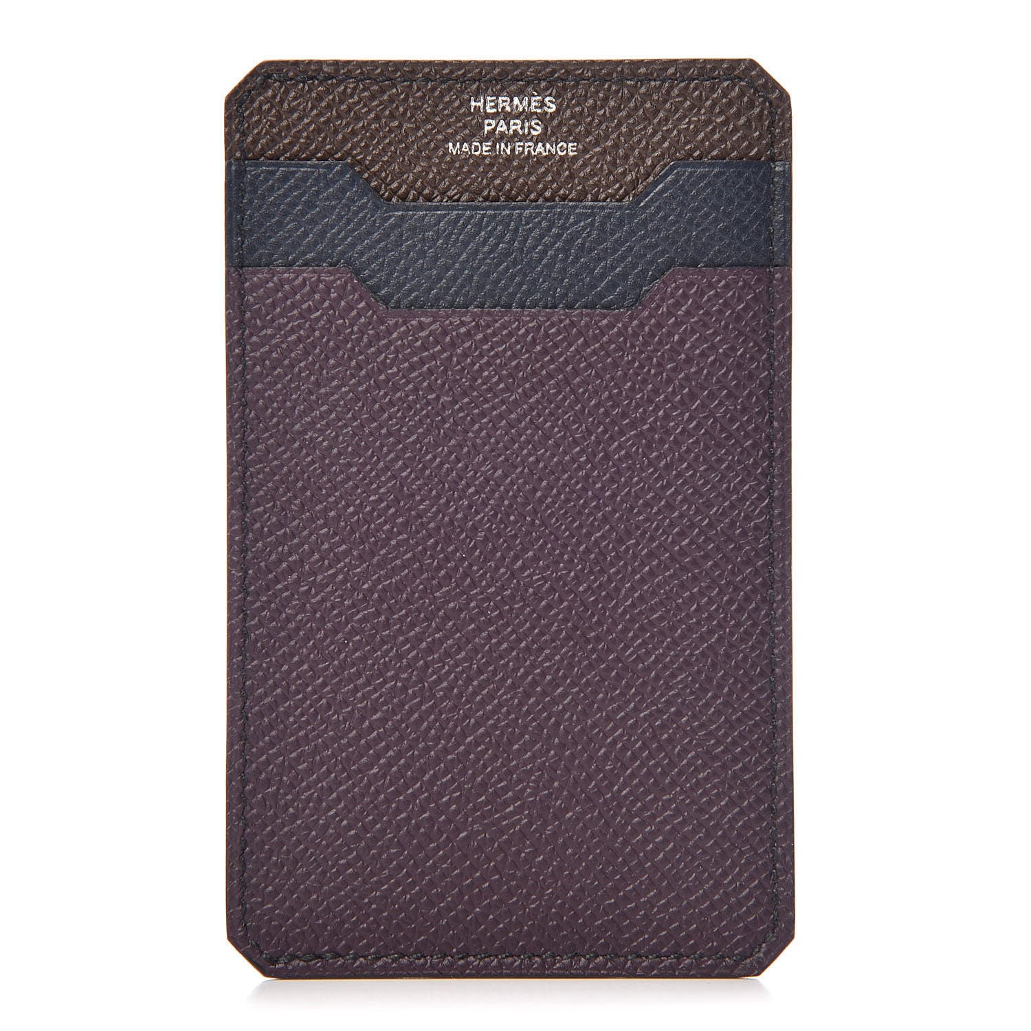 Hermes Epsom City 3CC Card Holder Raisin Chocolate Indigo 1 of 8