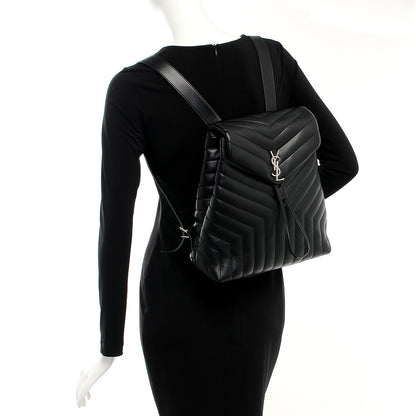 Saint Laurent Calfskin Y Quilted Monogram Medium Loulou Backpack Black 2 of 7