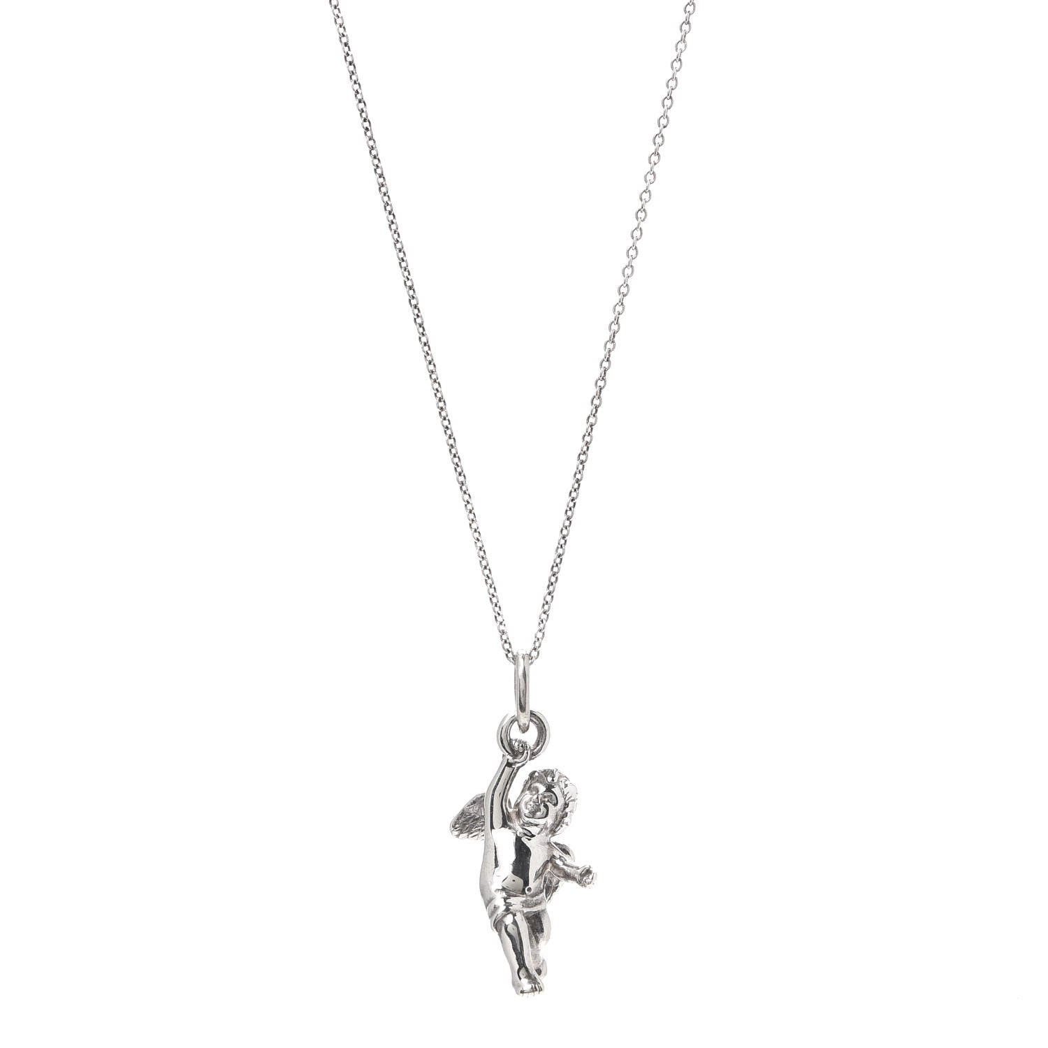 Tiffany Sterling Silver Cherub Pendant Necklace 1 of 6