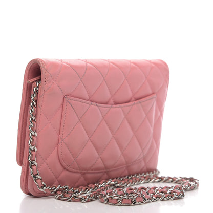 Chanel Lambskin Quilted Wallet On Chain WOC Pink 3 of 15