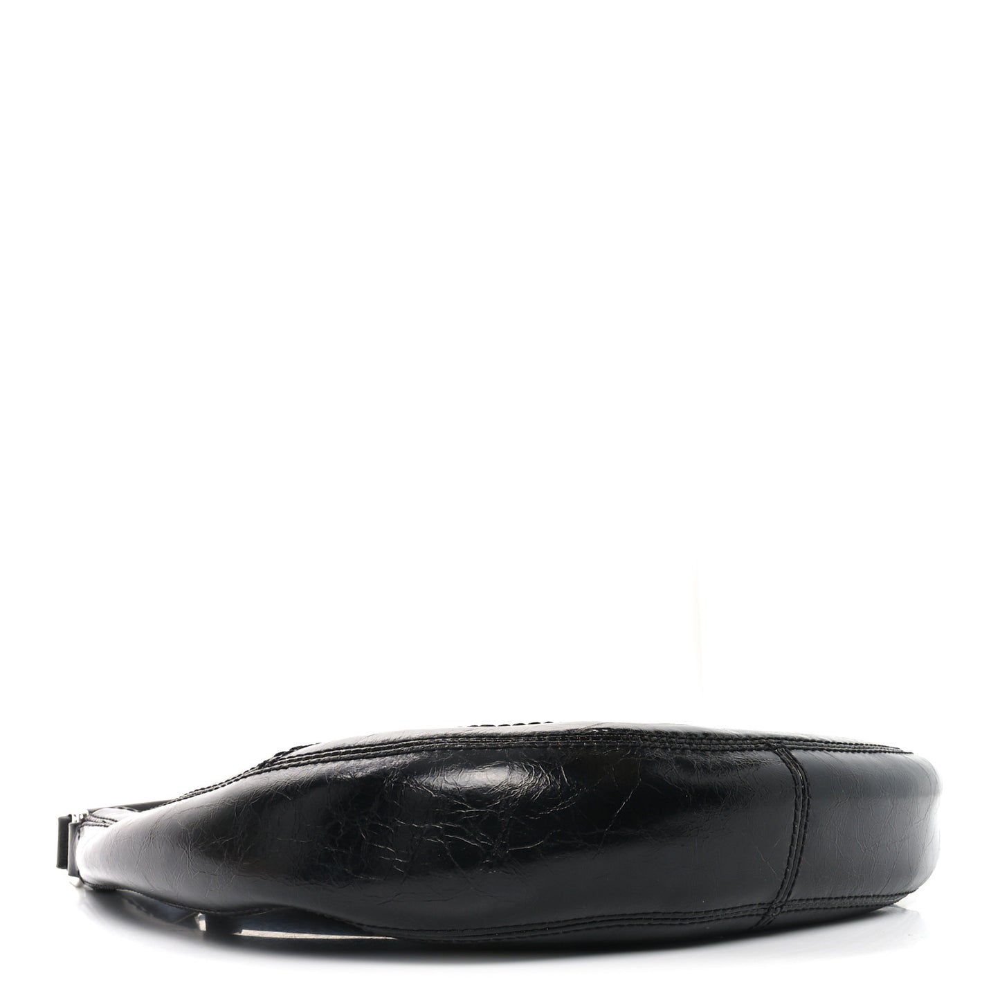 Crinkled Calfskin Cruiser Crescent Bag Black