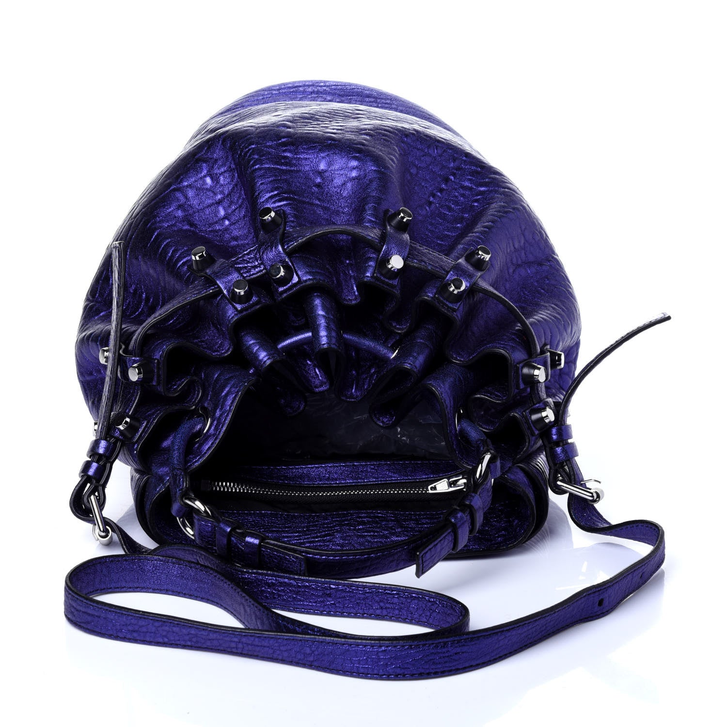 Alexander Wang Metallic Pebbled Lambskin Diego Bucket Purple Nickel Hardware 11 of 13