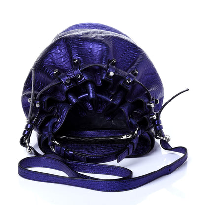 Alexander Wang Metallic Pebbled Lambskin Diego Bucket Purple Nickel Hardware 11 of 13