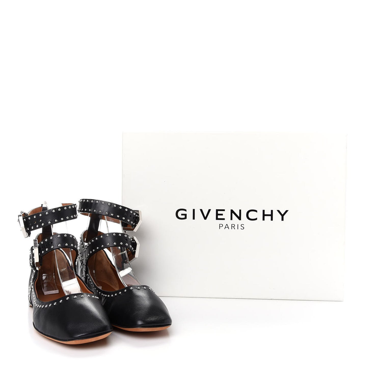 Calfskin Studded Elegant Ballet Flat 37 Black