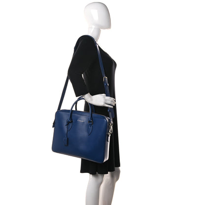 Burberry Textured Calfskin Barrow Briefcase Deep Blue 2 of 12