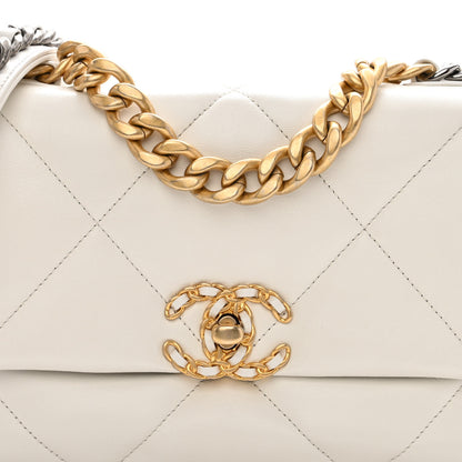 Chanel Goatskin Quilted Medium Chanel 19 Flap White 8 of 10