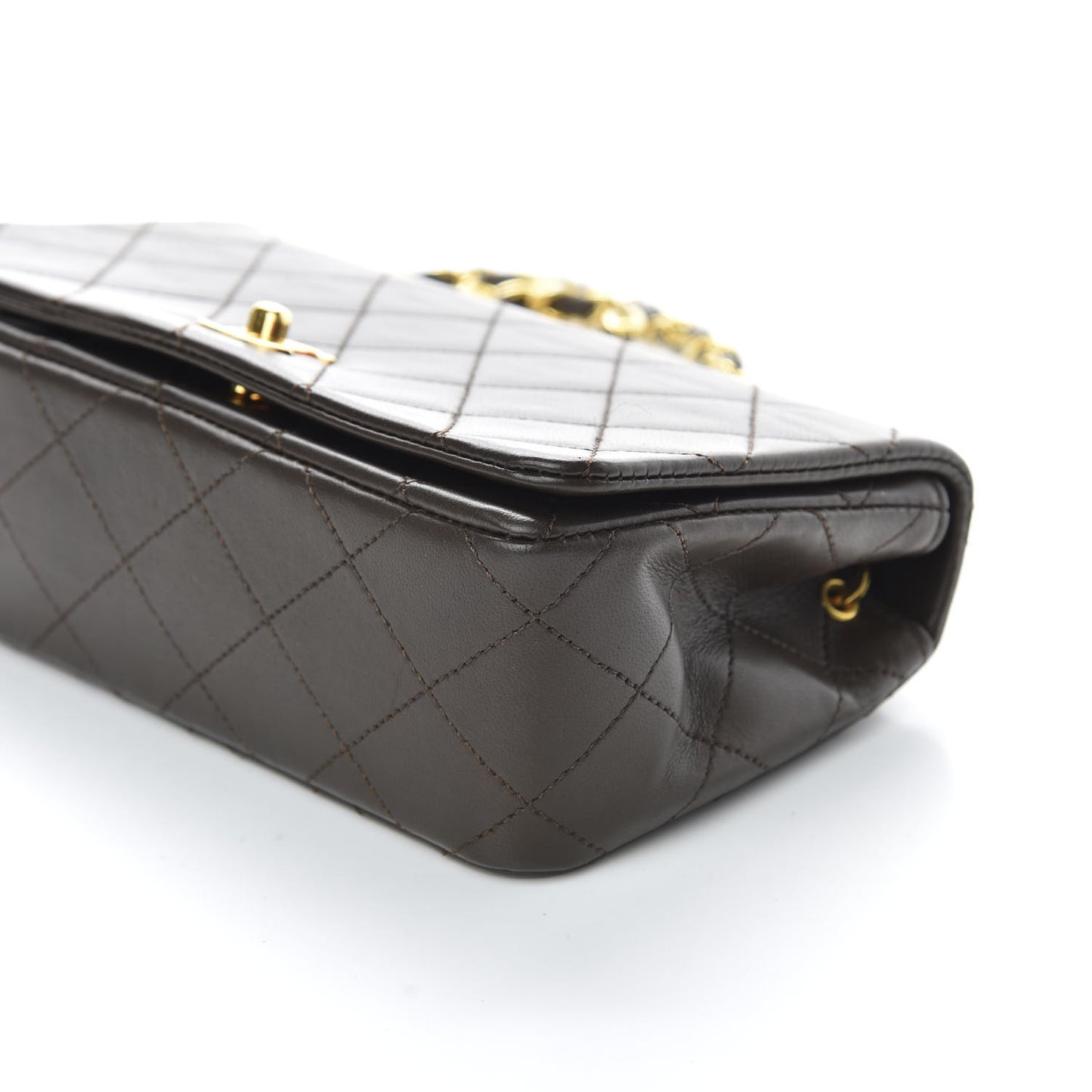 Lambskin Quilted Mini Flap Dark Brown