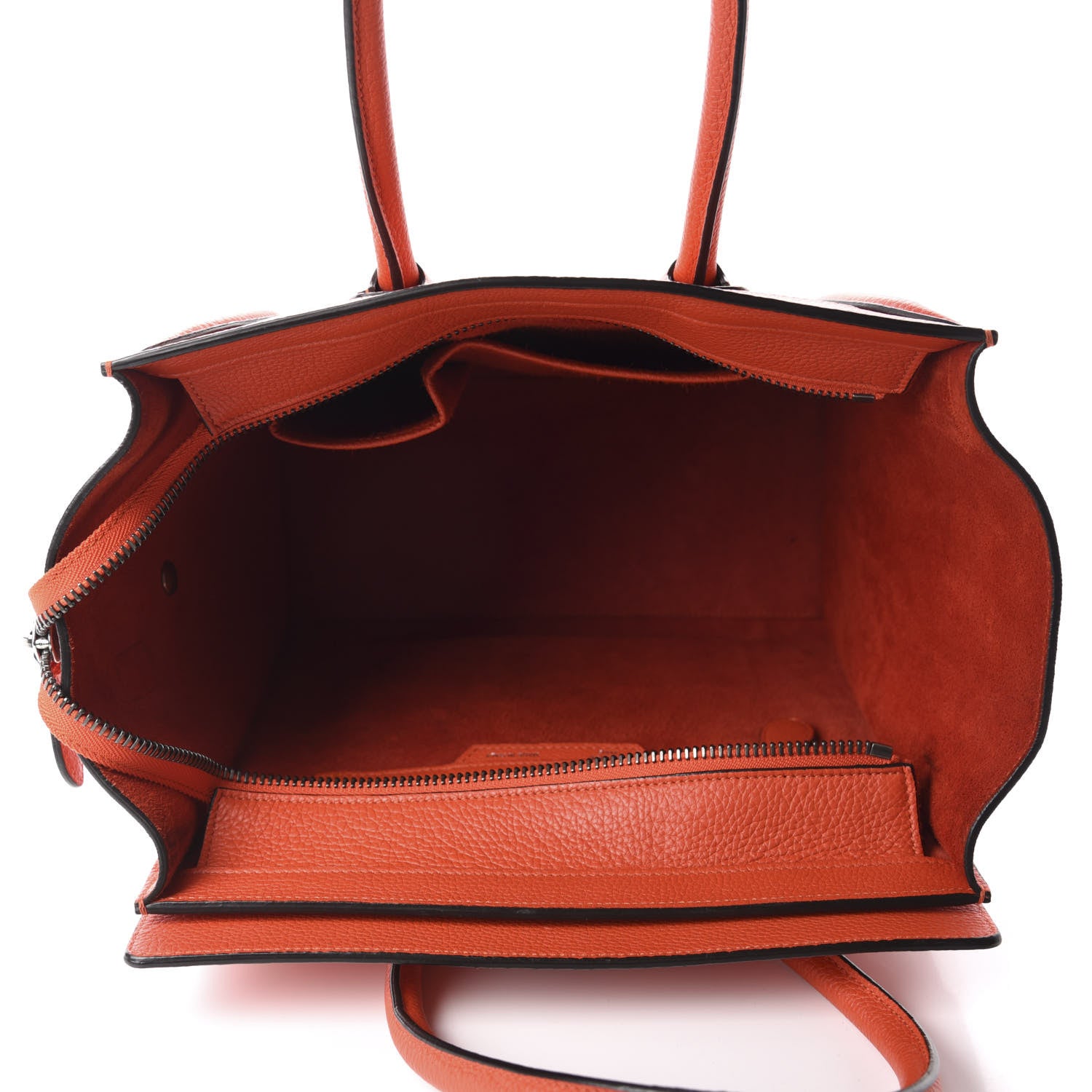 Celine Drummed Calfskin Micro Luggage Vermillion 5 of 12
