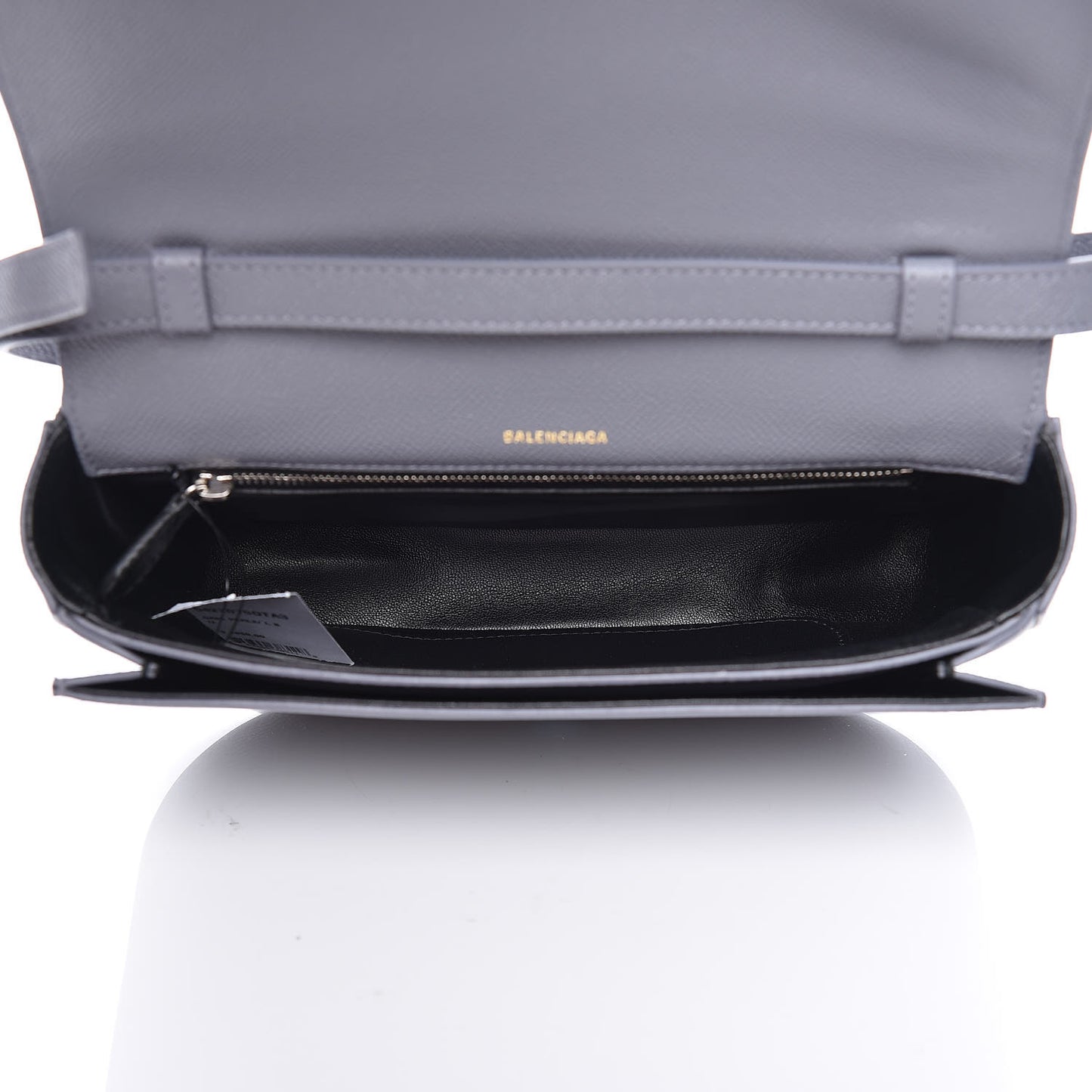 Grained Calfskin Logo S Ville Day Bag Gris Perle Fonce White