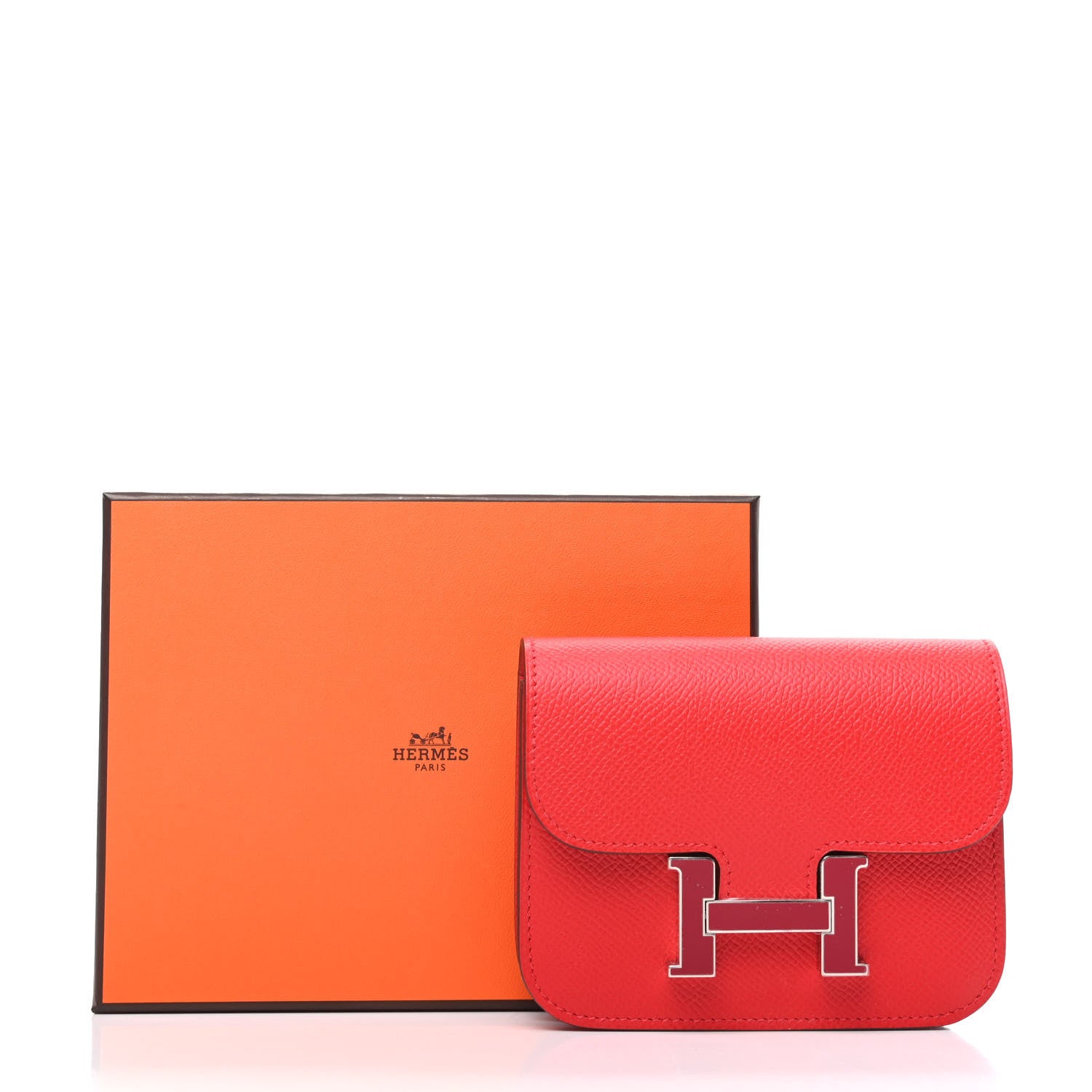 Hermes Epsom Enamel Constance Slim Wallet Rouge de Coeur Rubis 8 of 8