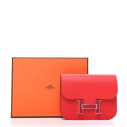Hermes Epsom Enamel Constance Slim Wallet Rouge de Coeur Rubis 8 of 8