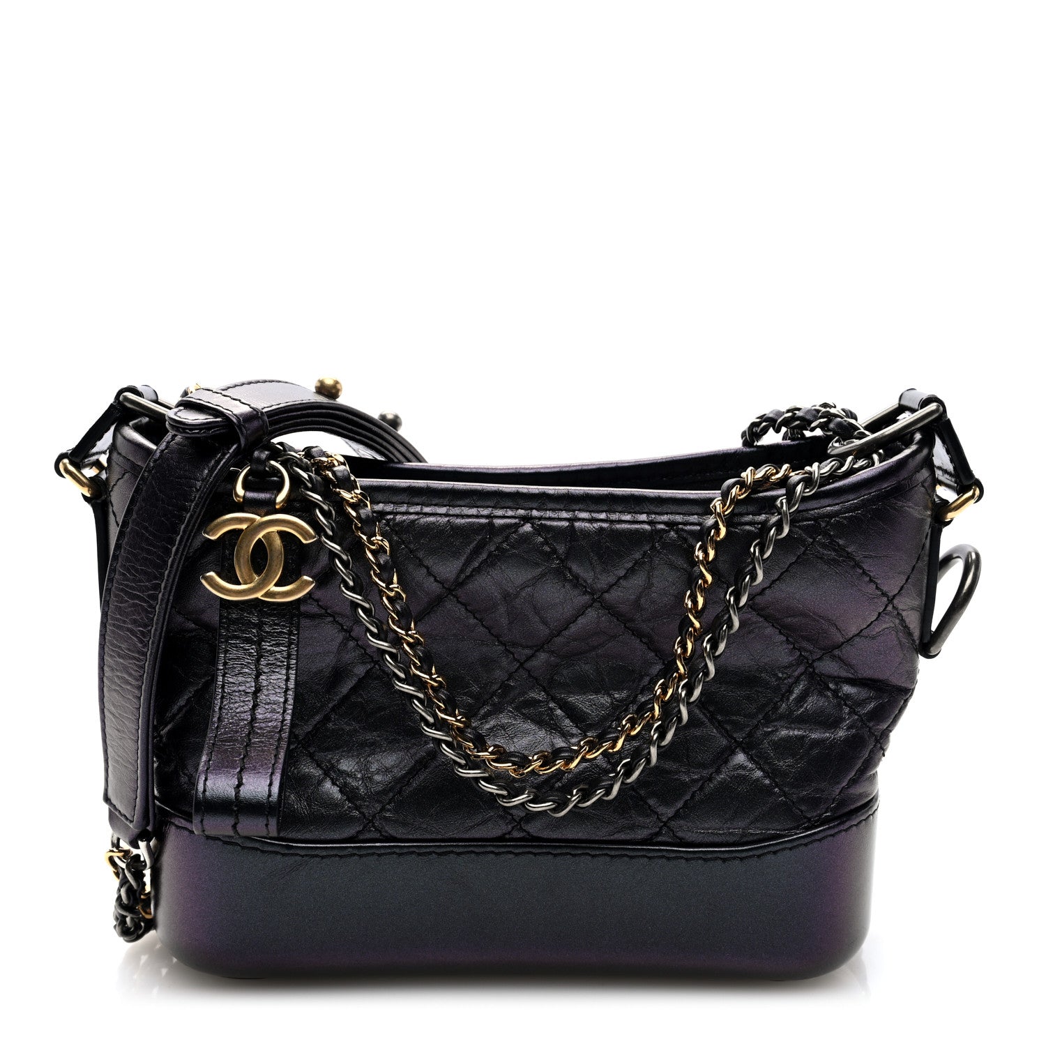 Chanel Iridescent Aged Calfskin Quilted Small Gabrielle Hobo Black 1 of 10