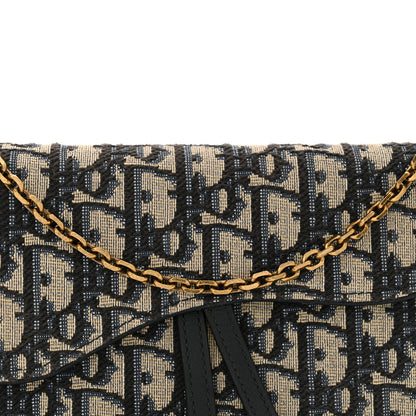 Christian Dior Oblique Saddle Chain Long Wallet Blue 9 of 14