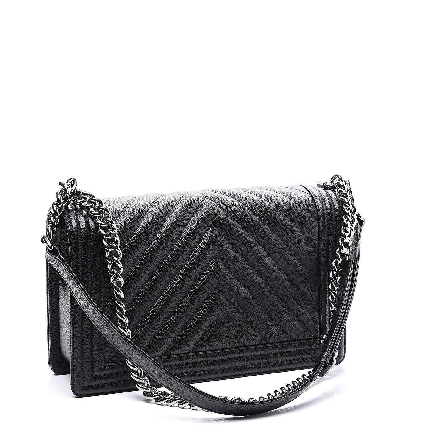 Chanel Caviar Chevron Quilted New Medium Boy Flap Black 2 of 10