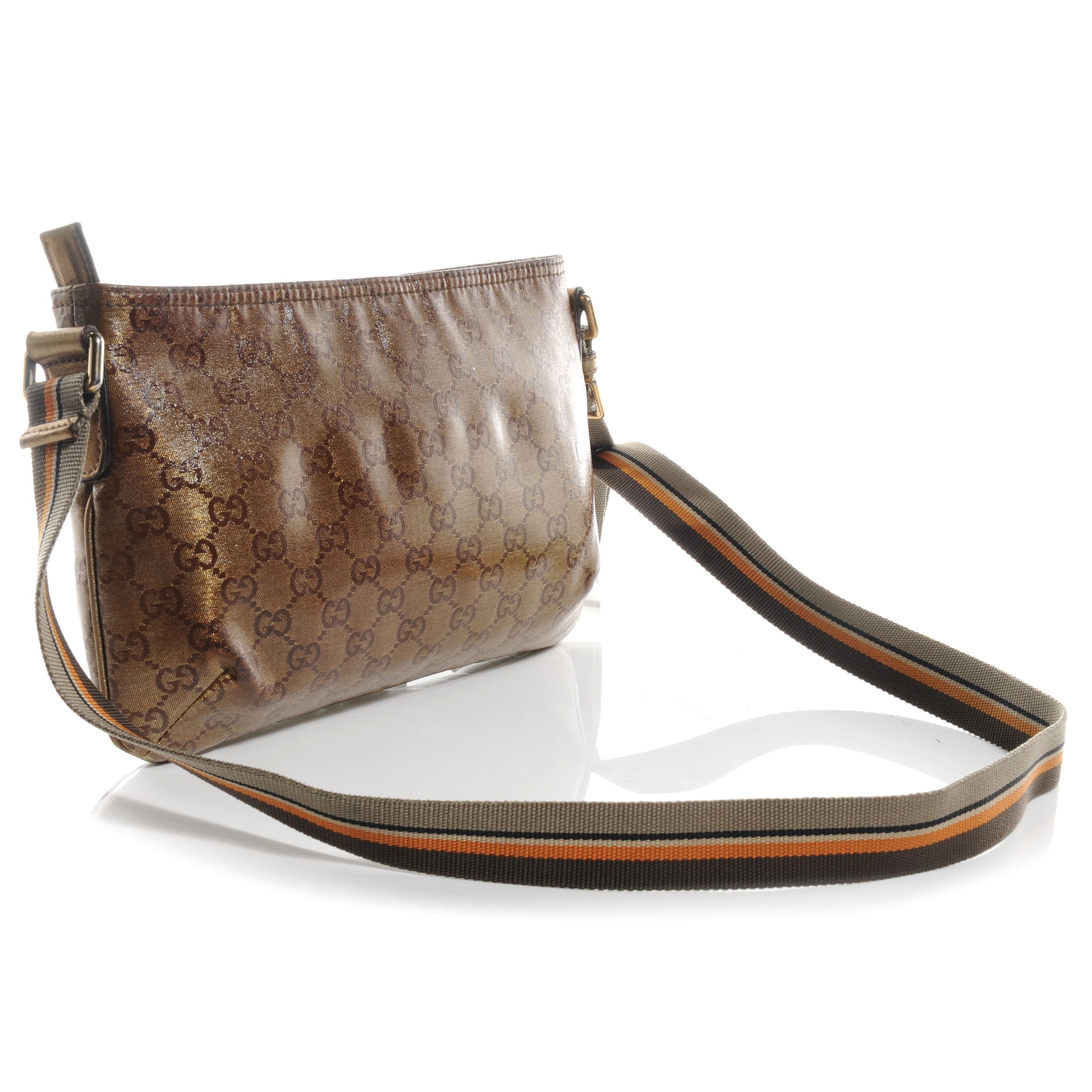 Gucci Crystal Monogram Small Joy Flat Messenger Crossbody Bronze 3 of 8