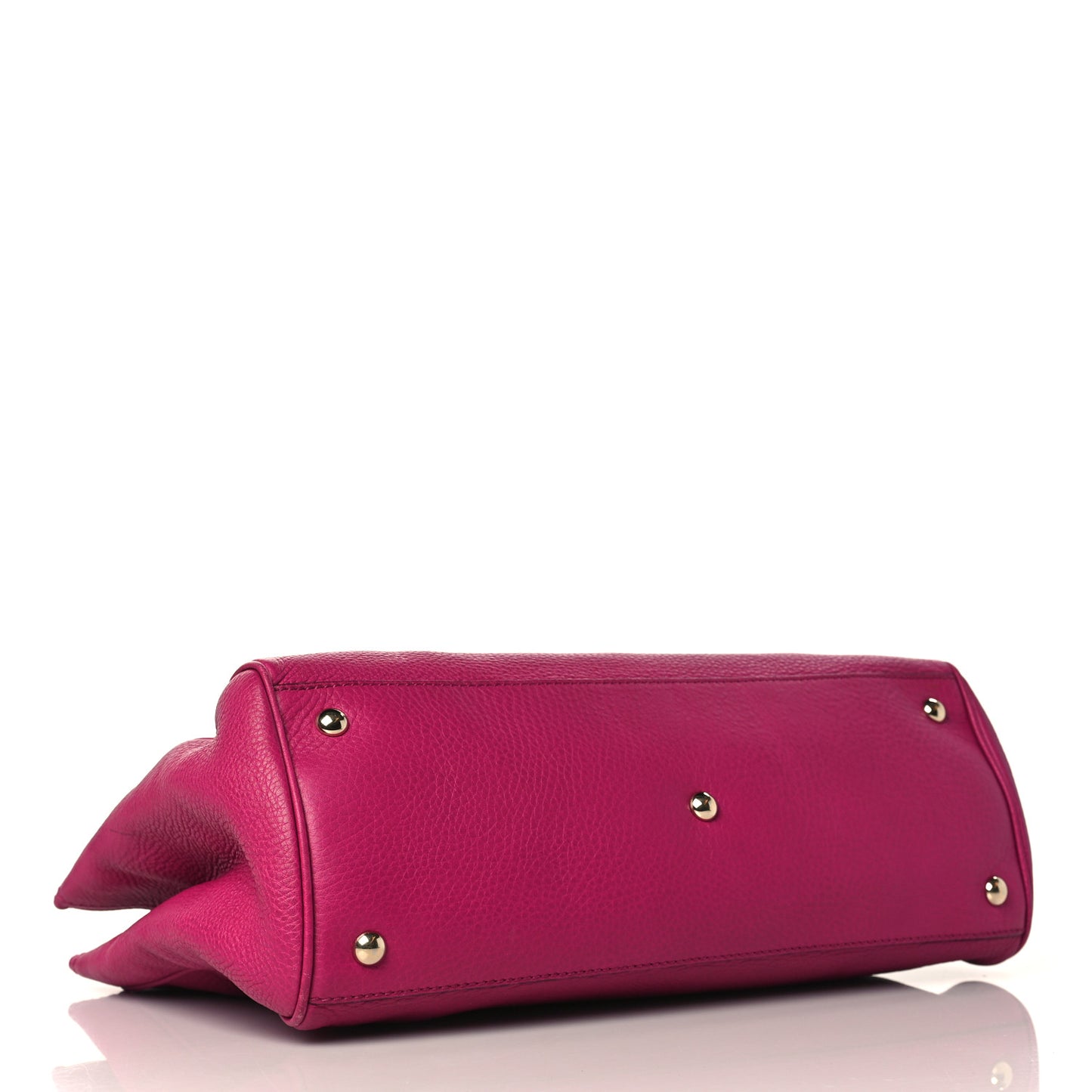 Pebbled Calfskin Medium Bamboo Shopper Tote Bright Bougainvillea