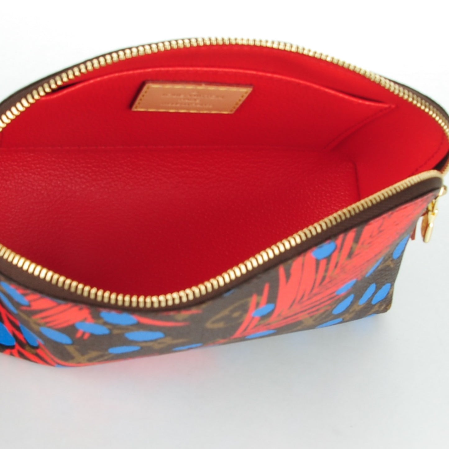Monogram Jungle Dots Cosmetic Pouch Coquelicot Denim