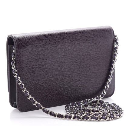 Chanel Caviar Timeless CC Wallet On Chain WOC Purple 3 of 12