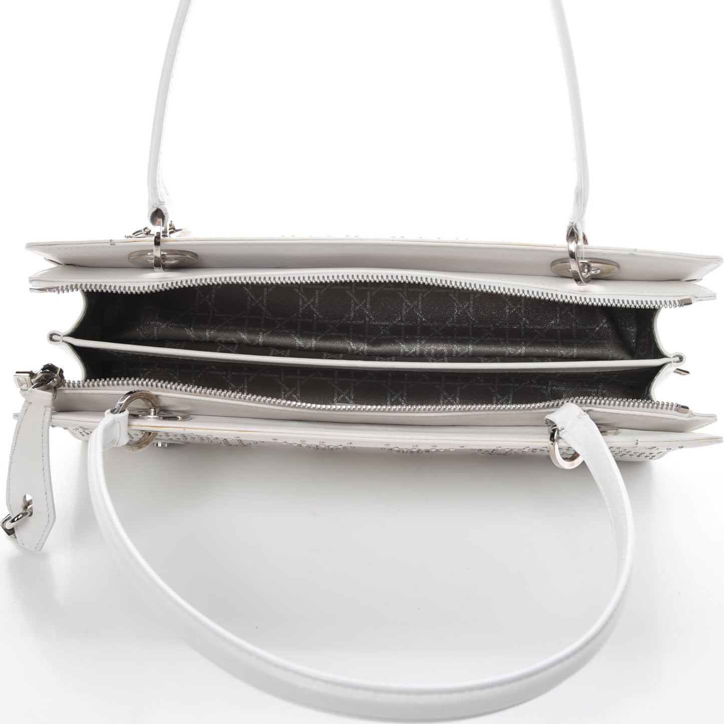 Calfskin Cannage Studded East West Lady Dior White