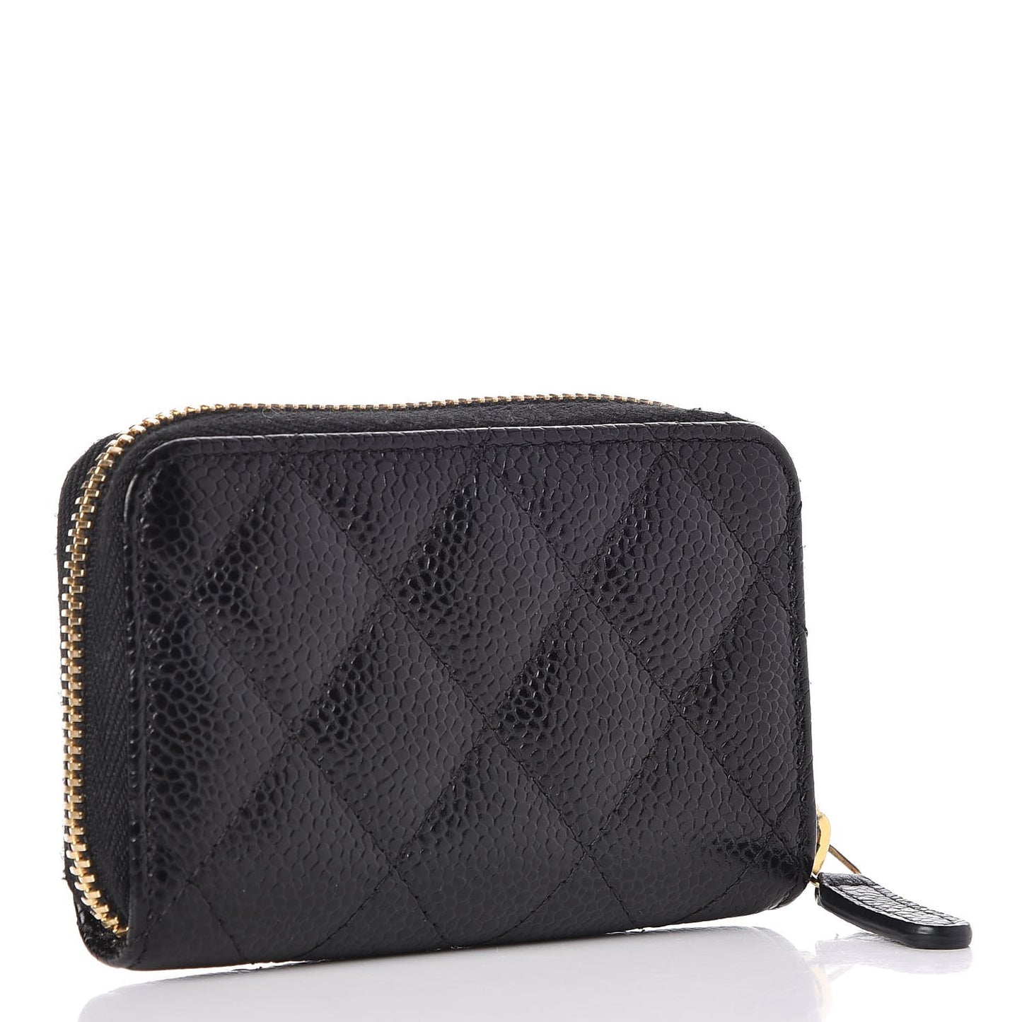 Caviar Quilted Zip Coin Purse Black
