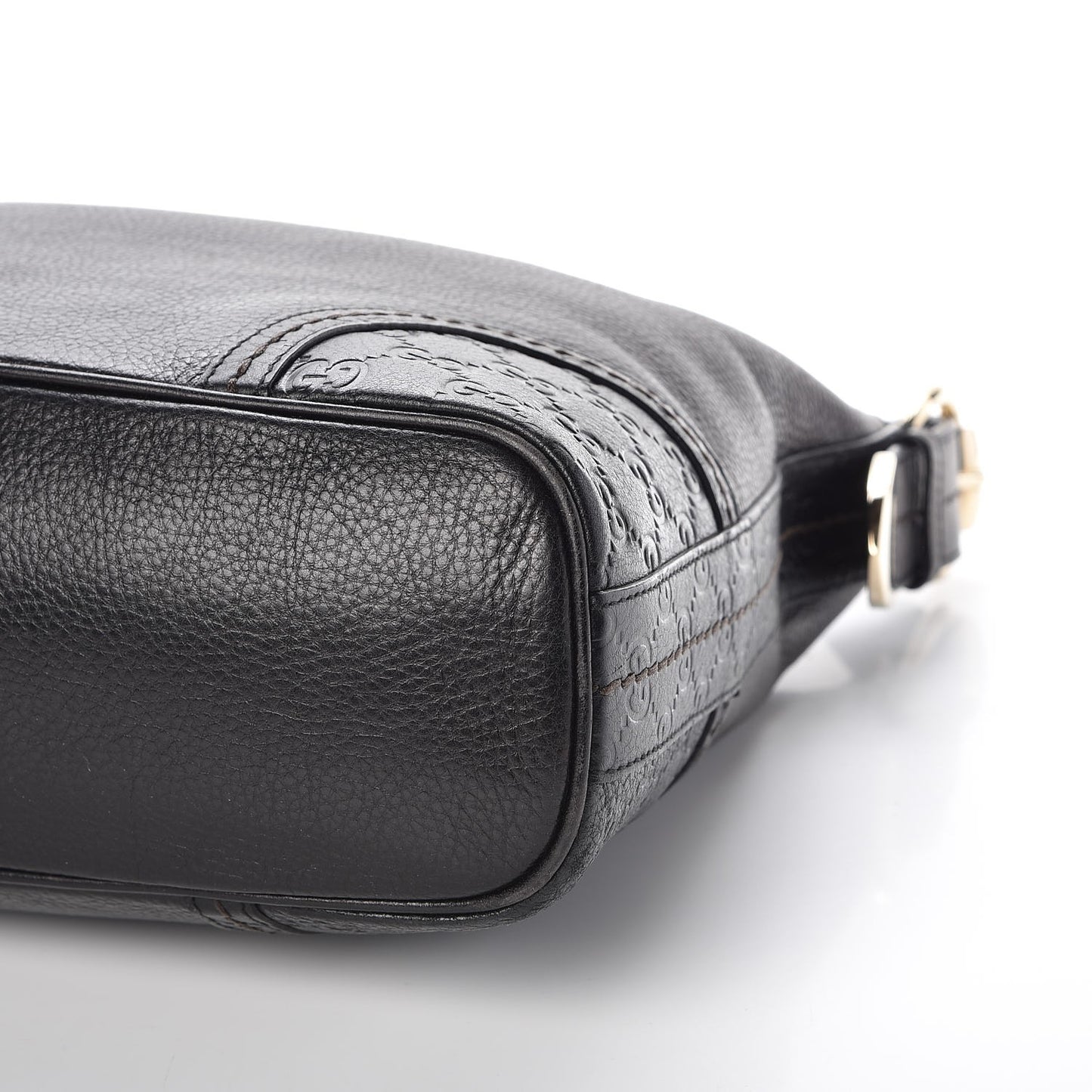 Pebbled Calfskin Guccissima Trim Medium Signoria Hobo Black