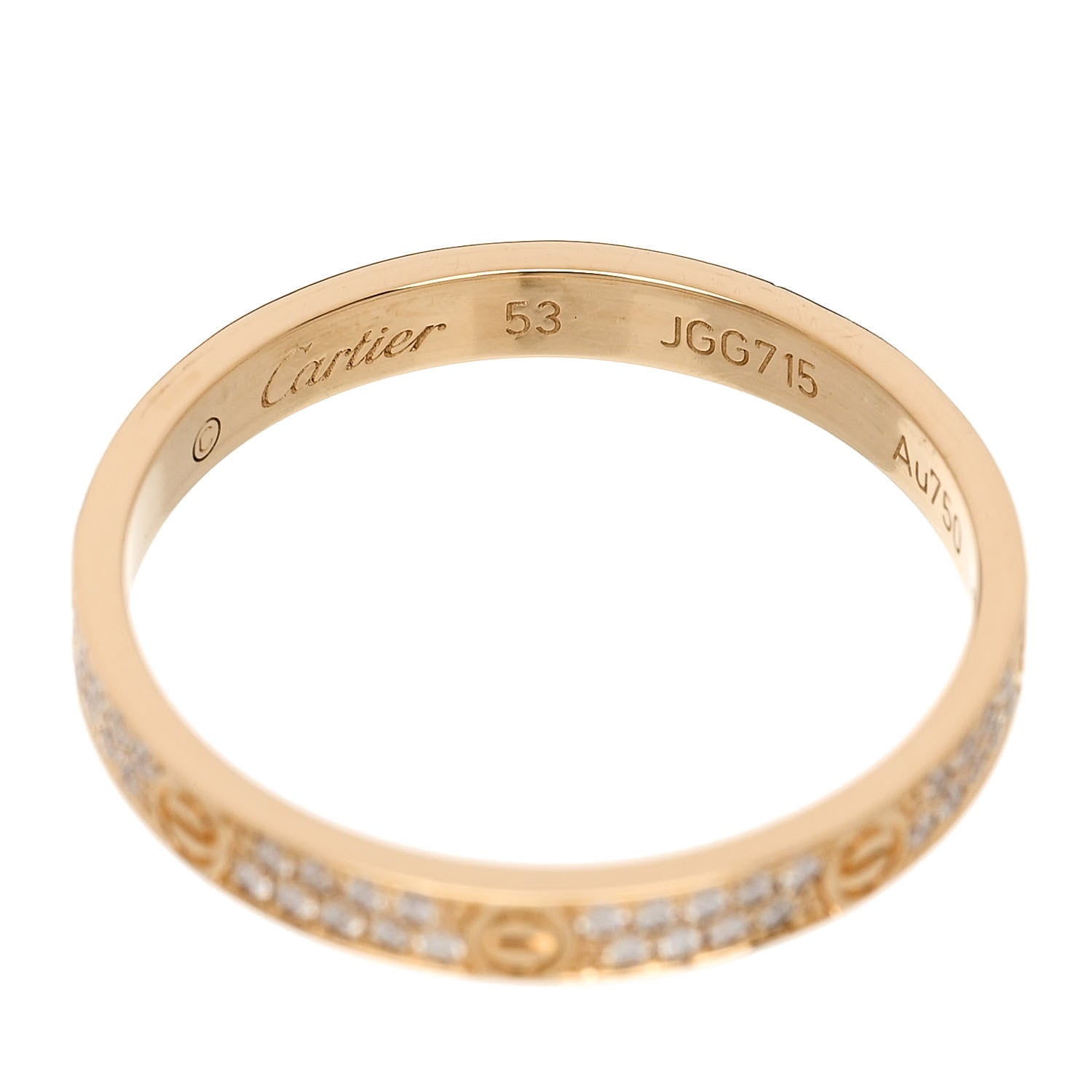 Cartier 18K Yellow Gold Diamond 2.6mm LOVE Paved Band Ring 53 6.5 4 of 4