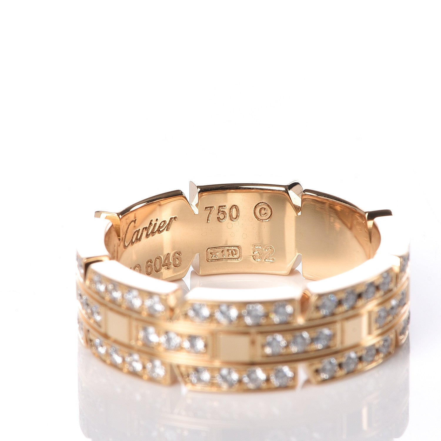 Cartier 18K Yellow Gold Diamond 6mm Tank Francaise Ring 52 6 5 of 6