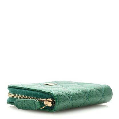 Chanel Metallic Caviar Quilted Zip Coin Purse Green 4 of 7