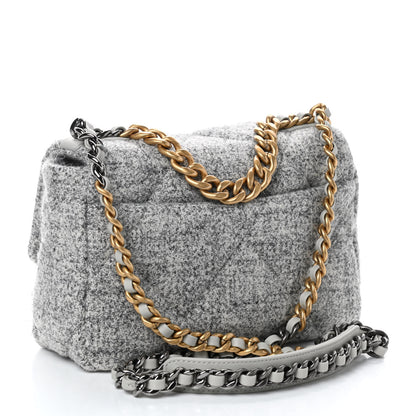 Chanel Tweed Quilted Medium Chanel 19 Flap Grey Ecru 3 of 10