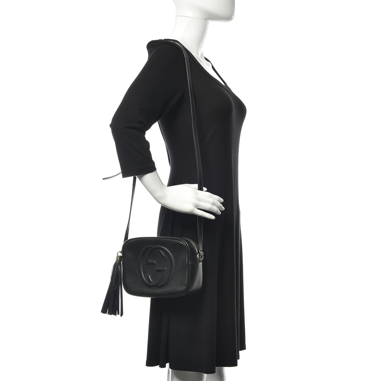 Pebbled Calfskin Small Soho Disco Bag Black